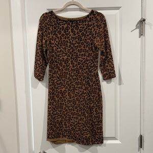 Ralph Lauren Brown Leopard Print Long Sleeve Dress